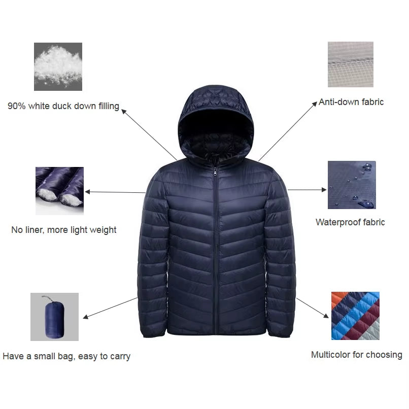 plus 8XL 9XL 10XL 11XL Duck down Jacket Men Autumn Winter Jacket Men Hooded Waterproof down Jackets Male Warm down Coat
