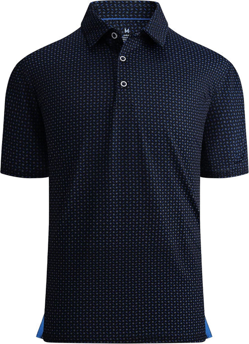 Golf Shirts for Men Dry Fit Performance Short Sleeve Print Moisture Wicking Collared Shirt